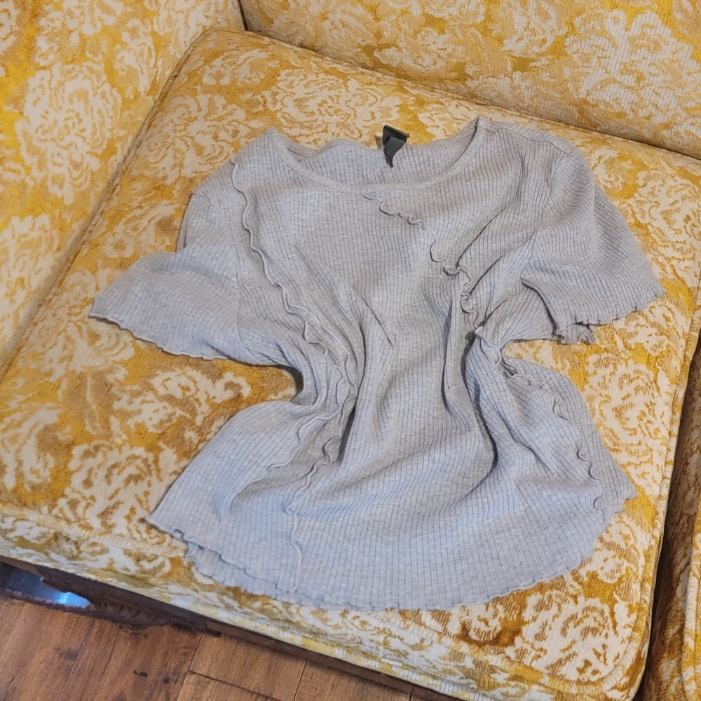 Wild Fable Light Gray Ribbed Top